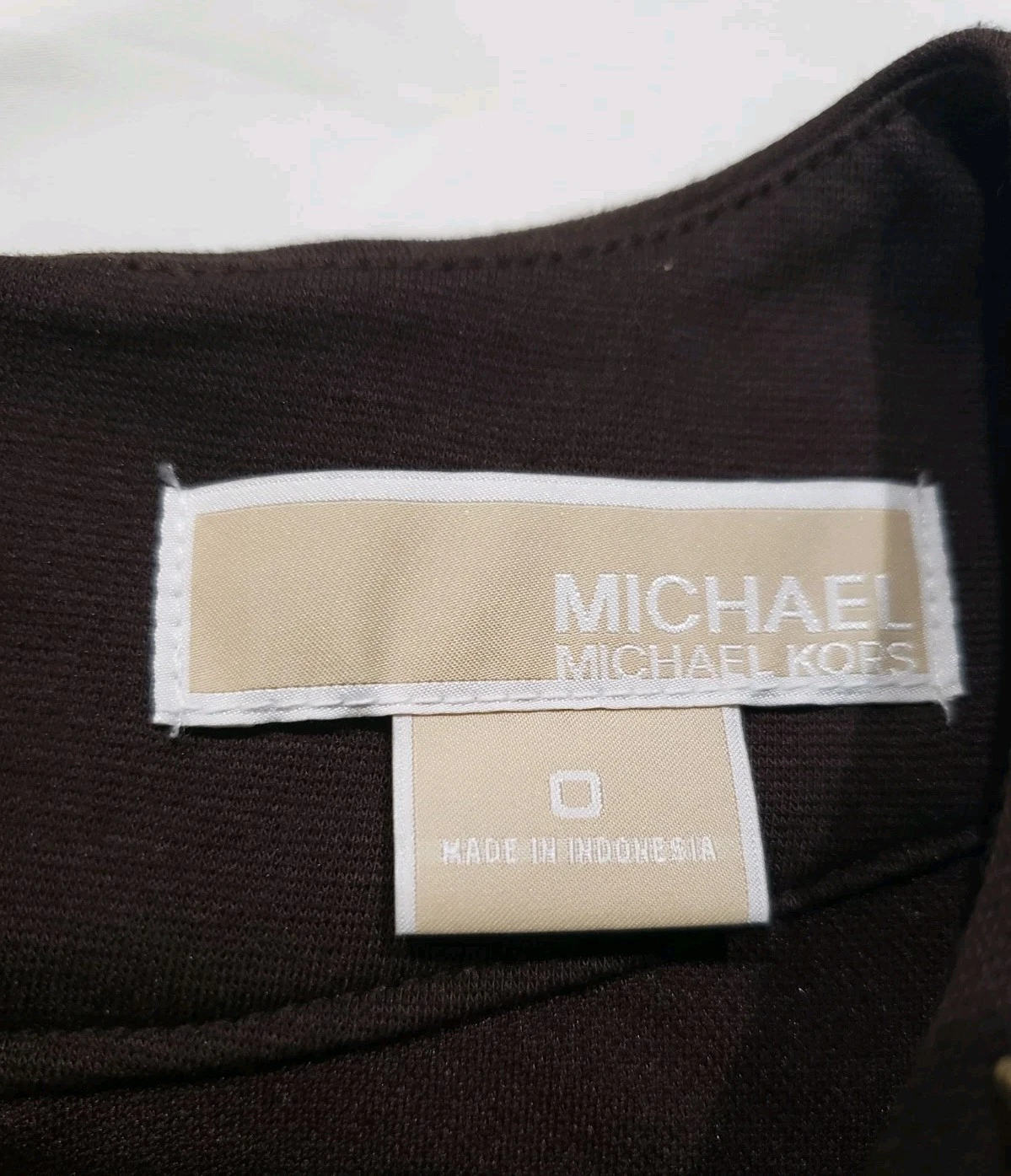 Abito smanicato Michael Kors cioccolato elasticizzato ponte perline oro (0) nuovo con etichette $169 50