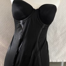 Maidenform Longline Bustier Size 34C Black Satin Corset Top