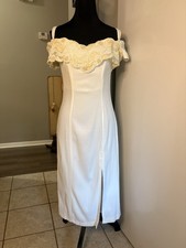 Vintage White Off The Shoulder Wedding Dress A Beading And A Slit