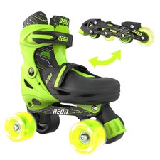 Yvolution Neon Combo Skates  2-1 Quad and Inline Skates for Kids with LED Wh...