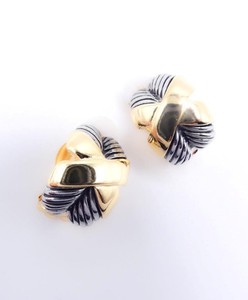 Authentic GORGEOUS 20kt Gold Plated X Double Cables Texture CLIP ON Earrings