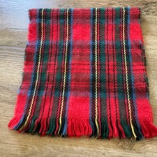 Vintage Scarf Red Plaid Tartan Taiwan Acrylic Soft Knit Holiday Winter Highland