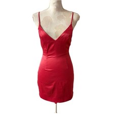 Superdown Nicole Slip Dress XS Pink V-Neck Mini Party Cocktail Satin