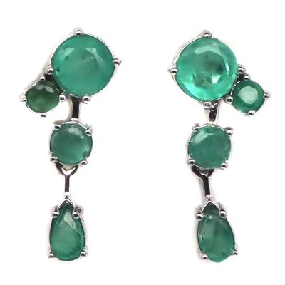925 Sterling Silber Ohrringe mit Grüner Smaragd Geburtsstein, 4,85 ct, Marquise