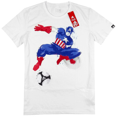 Adidas Marvel Captain America Herren T-Shirt Sport Freizeit Superheld weiß L XL