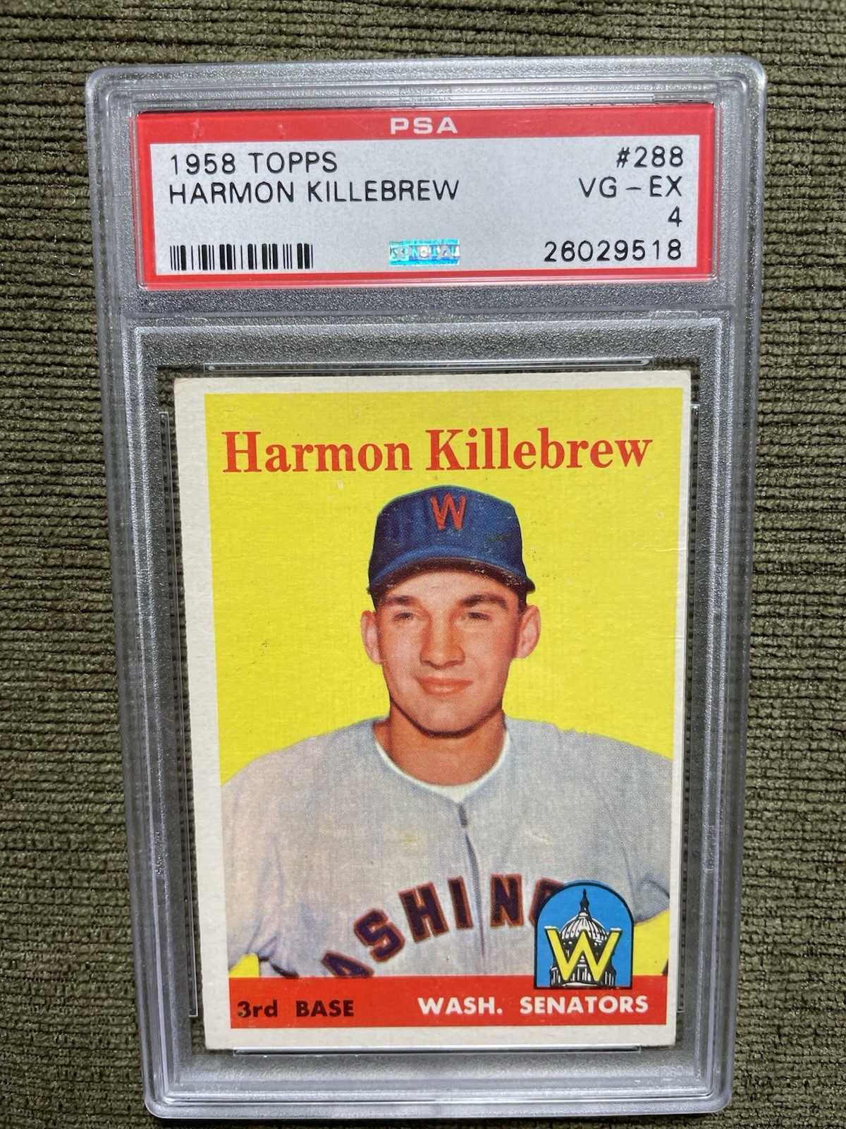 1958 Topps #288 Harmon Killebrew Washington Senators Excellent-Mint PSA 4