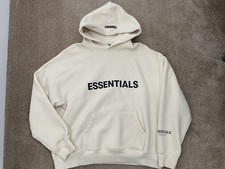 Worn 1x FOG Fear Of God Essentials Cream Hoodie Size Small Beige Vintage Vtg