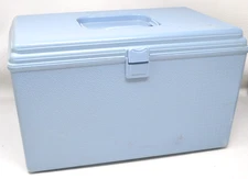 Vintage Wilson Wil-Hold Tray Sewing Box Case Country Blue 14” x  9” X  8”