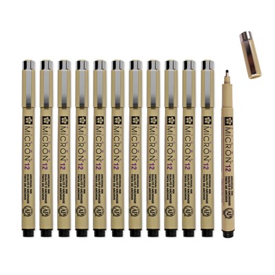 SAKURA Pigma Micron Fineliner Pens - Archival 12 Count (Pack of 1), Black 