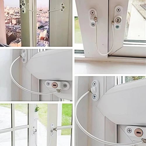 1/2/4x Restrictor Child Safety Key Lockable Window Security Cable Lock Door - Picture 11 of 13