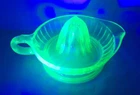 Anchor Hocking Green Depression Ribbed Loop Handled Orange Reamer / Juicer