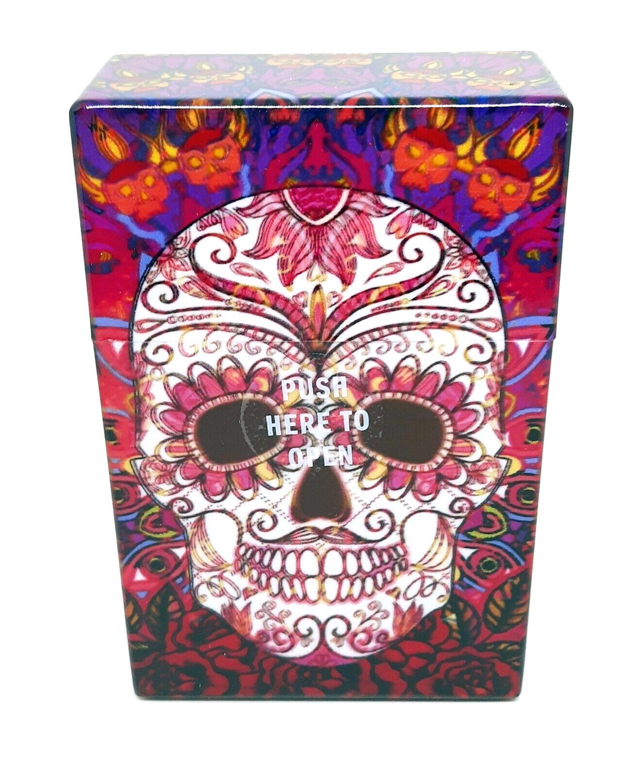 Nulite Sugar Skull Style Plastic Press-N-Flip King Size Cigarette Case