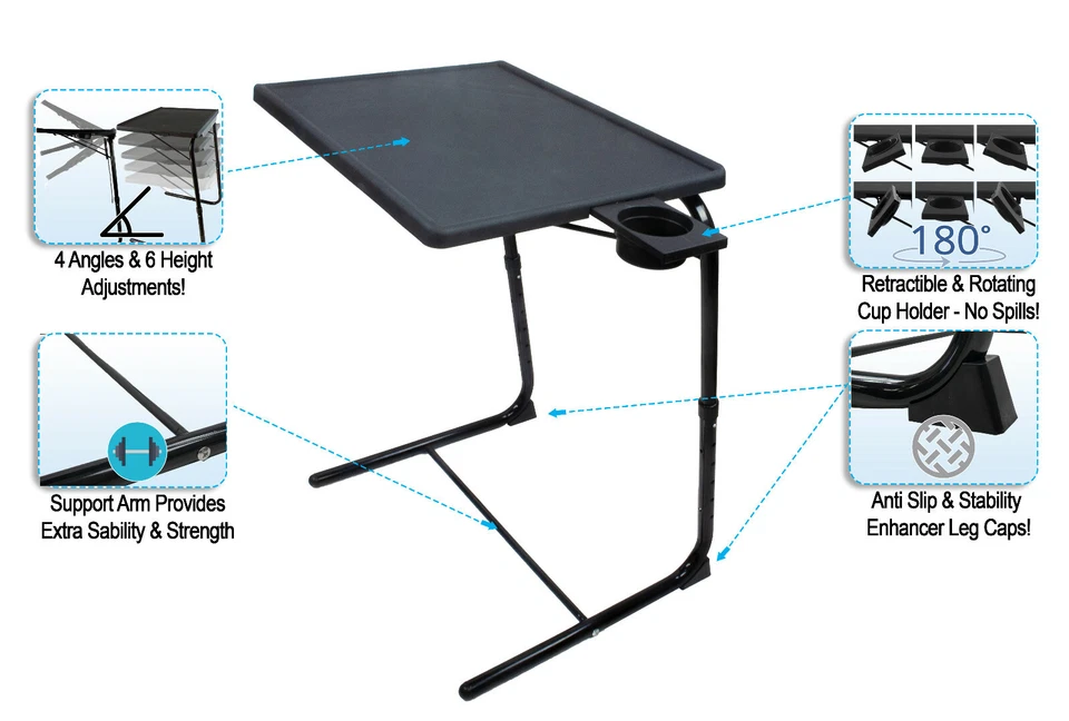 TV Tray Table Portable Foldable & Adjustable Laptop, Eating Plastic Tray Table - Image 2 of 4