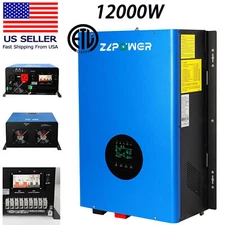 12KW Solar Hybrid Inverter Off Grid 48V DC to 110/240V Built-in 2 MPPT AC-Blue