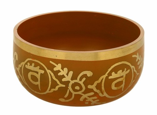 2nd Chakra Swadhistana Or Sacral Orange Buddhist Singing Bowl For Meditation 5'' - Picture 2 of 5