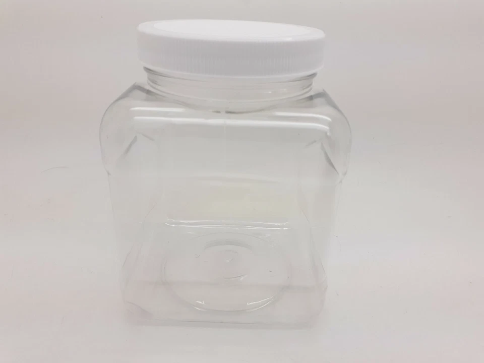 (2) 16 oz PET Plastic Clear Containers Jars w/ Lined Cap  - Image 2 of 2