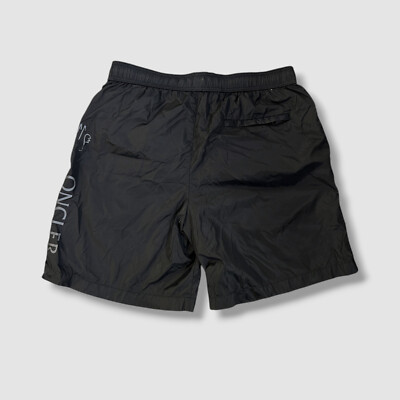 Moncler Men's Black Logo Drawstring Nylon Swimwear Swim Trunk