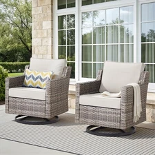 Set of 2 Outdoor Patio Swivel Rocker Chairs Set Furniture Chairs Rattan Wicker