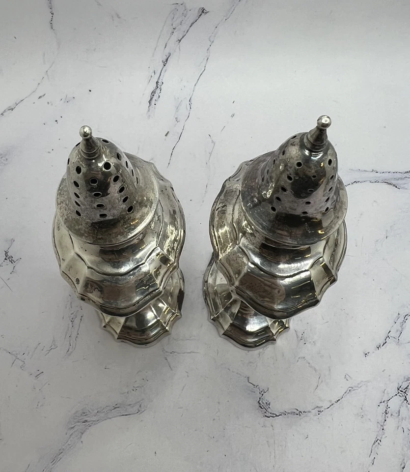 Salero y pimentero vintage de plata esterlina Webster Company grabado “JCH” Foto 4 de 4