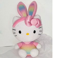 A Ty Sanrio Hello Kitty Beanie Rainbow Easter Bunny Ears Plush Stuffed Animal
