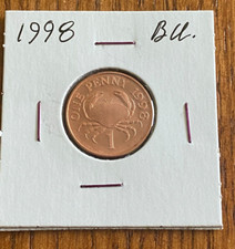 1998 Guernsey 1 One Penny Coin BU - Crab Uncirculated