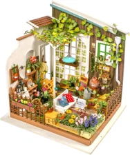 Dollhouse DIY Miniature Set Garden House LED Model Building Kit Hobby Crafthome 
