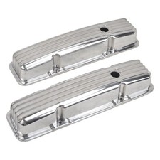 Polished Aluminum Finned Short Valve Covers 1958-86 Small Block Chevy 350 Return Polished Aluminum Finned Short Valve Covers 1958-86 Small Block Chevy 350 Return