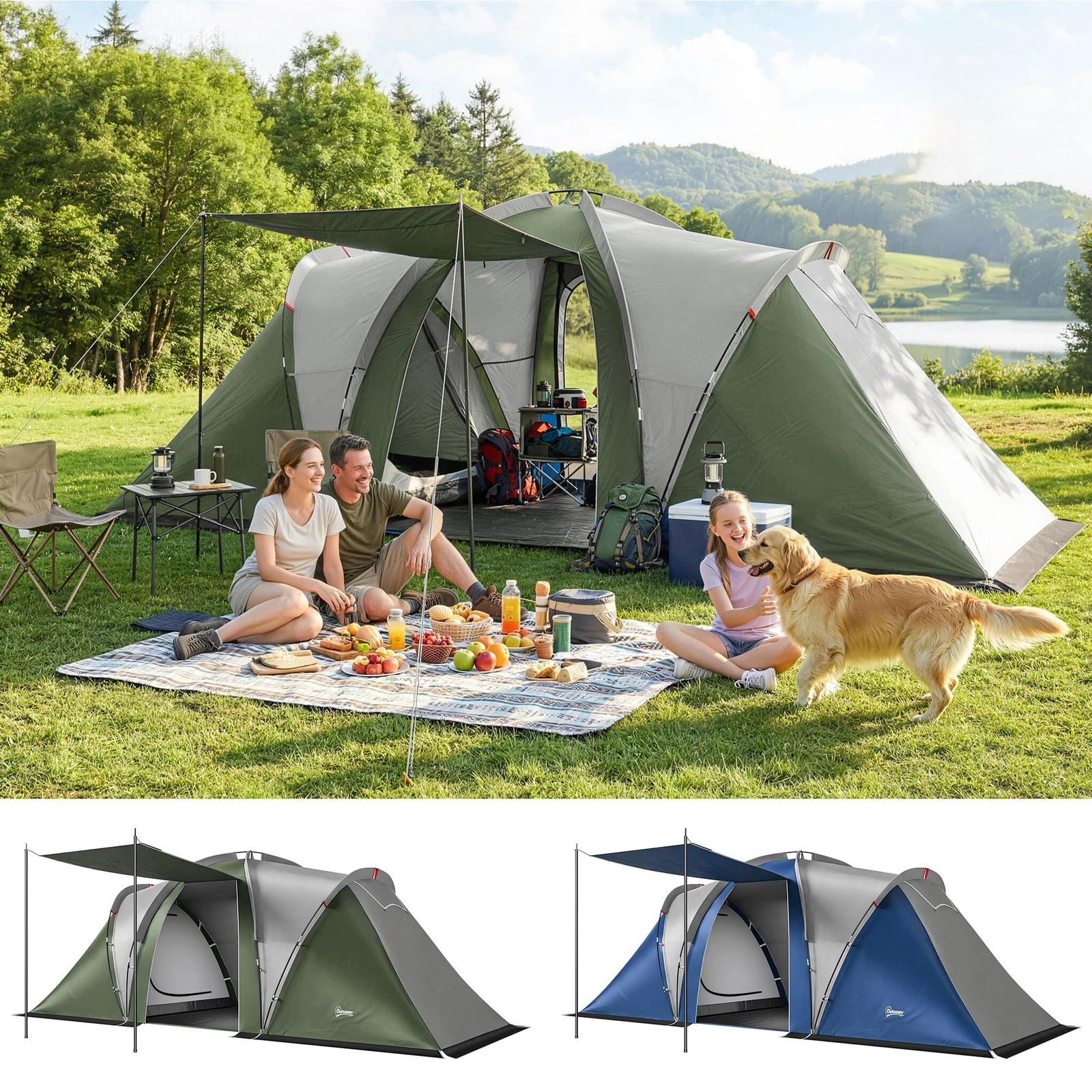 Family Camping Tent 3000mm Waterproof 8-12 Person
Opens in a new window or tab