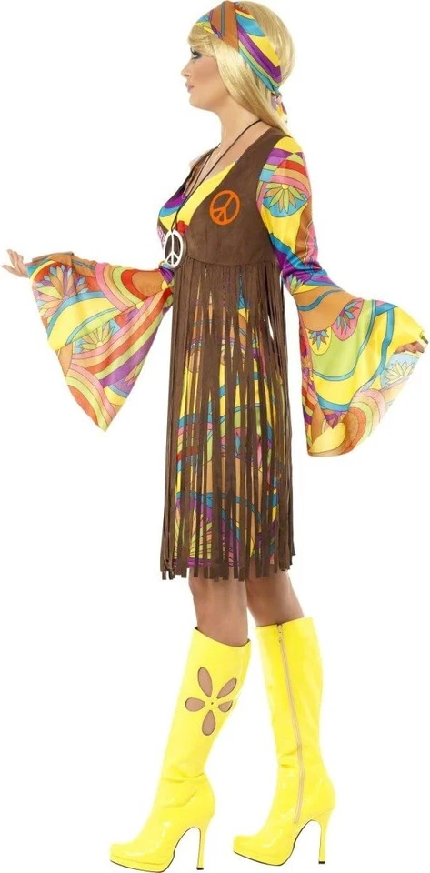 Smiffys 60s Groovy Lady, Brown (Size S) - Imagen 2 de 3
