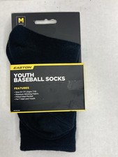 Easton 745492998526 Youth Baseball Socks 5Y-7Y Ages 7-8 Black Moisture Wicking