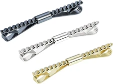 3PCS Men's Classic Tie Clips Shirt Collar Clip Collar Bar for Necktie Gold Si...