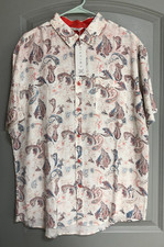 Amiani Resort Fashion Men's XL Shirt NWT Linen Blend Paisley Short Sleeve Coral
