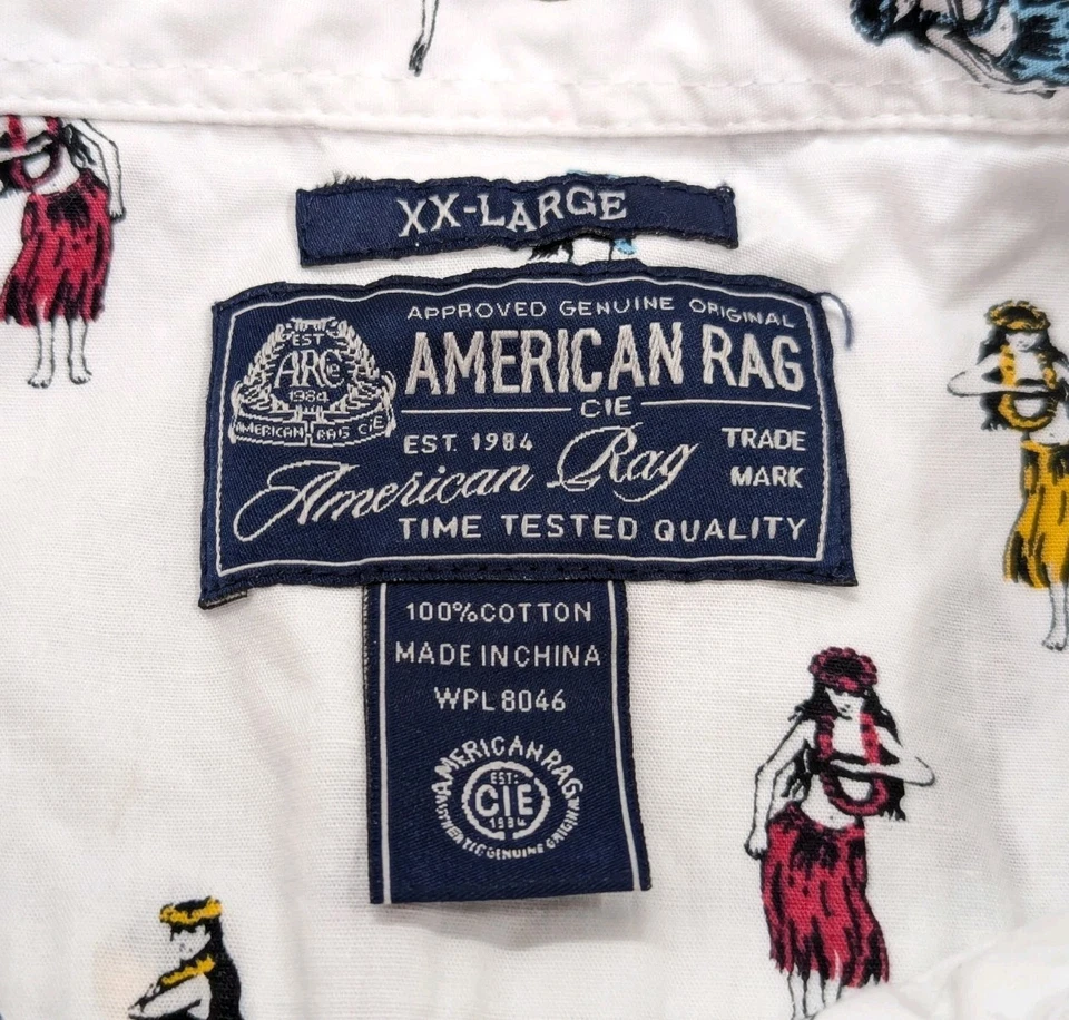 American Rag Men's Button Down All Over Print Hula Girl Aloha Hawaiian Shirt XXL - Image 4 of 4
