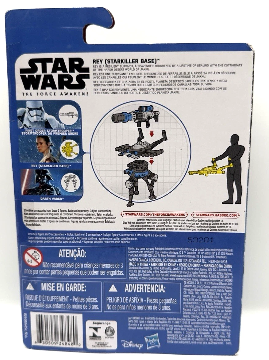 Star Wars Figures x 3 - Force Link  x 2-Luke Skywalker + The Force Awakens-Rey