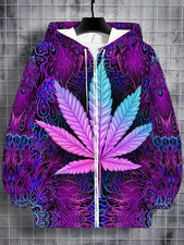 Leaf Pattern 3D All Over Print Hoodie Zip