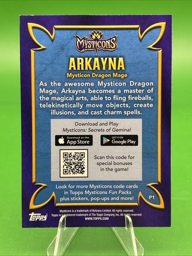 2018 Topps Mysticons #P1 Arkayna Mysticon Dragon Mage 🔴Corner Damage/ver foto - Imagen 3 de 3