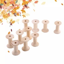 10pcs Wooden Empty Thread Spools Natural Wood Color 47mm x31mm