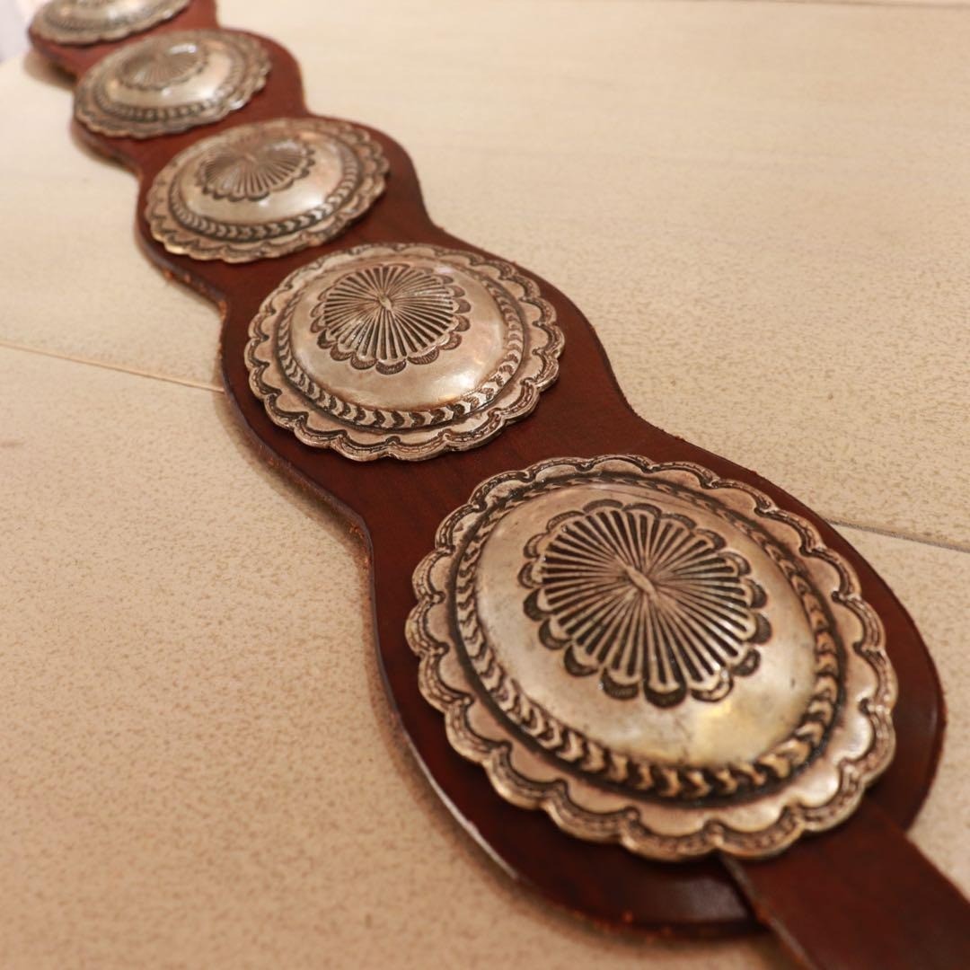RALPH LAUREN Heavy Wide Concho Belt Leather Southwestern  display picture 1