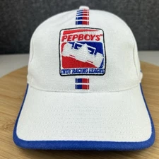 Vintage 1990's Logo Athletic Pep Boys Indy Racing League Hat Cap Strapback White