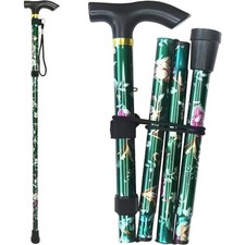 Folding Canes for Men and Women, Floral 5-Level Adjustable Height, Lightweight
