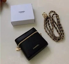 Pouch Lip Case Mirror Pouch Black 9×9×2.5cm