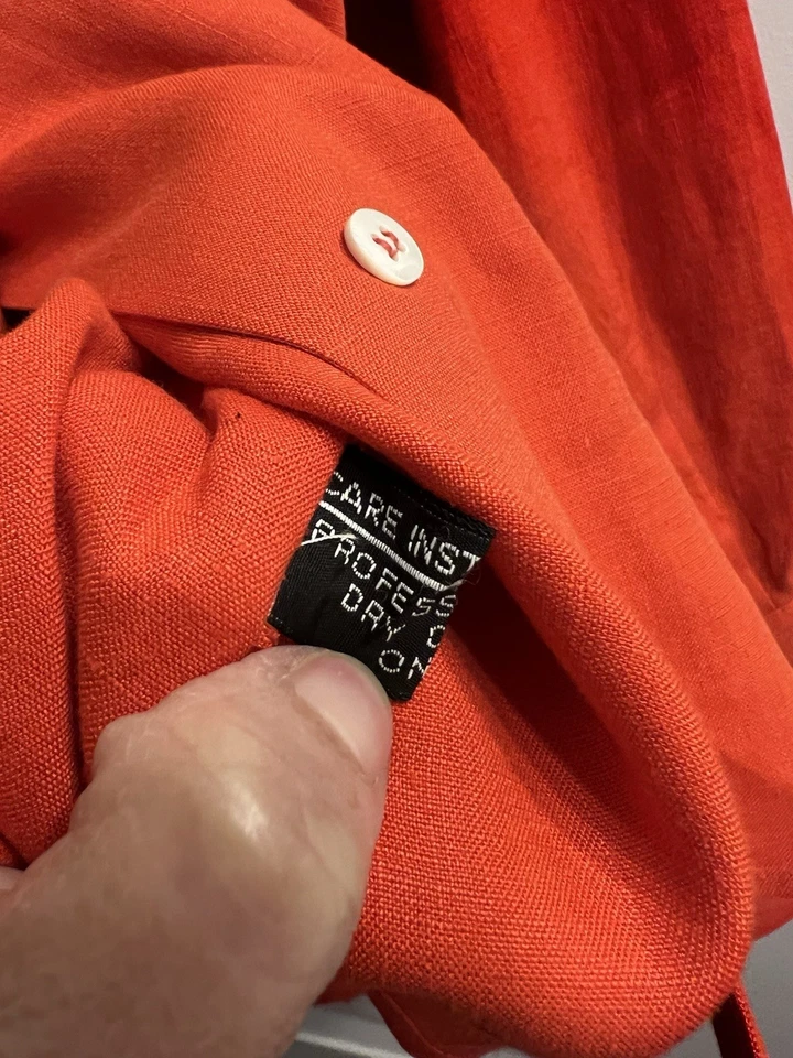 RONALDUS SHAMASK Jacket Pant  Suit Linen  Made In Italy  Small/ Medium  Orange - Imagem 3 de 4