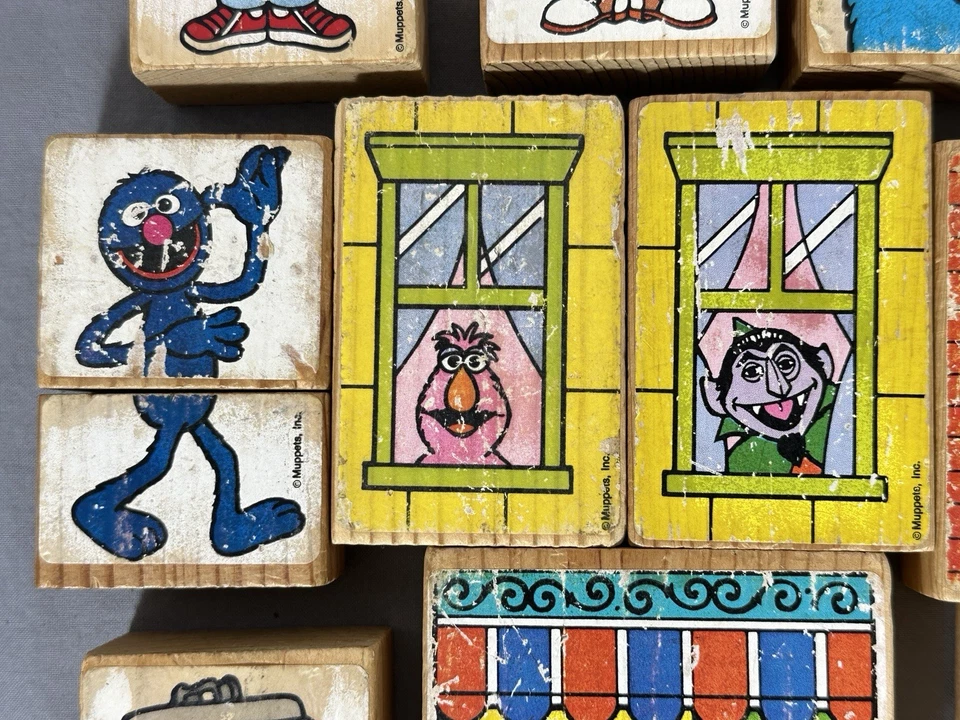 1980s Sesame Street Creative Wooden Blocks #760 Sandberg Incomplete 17 Piece - Image 3 of 4