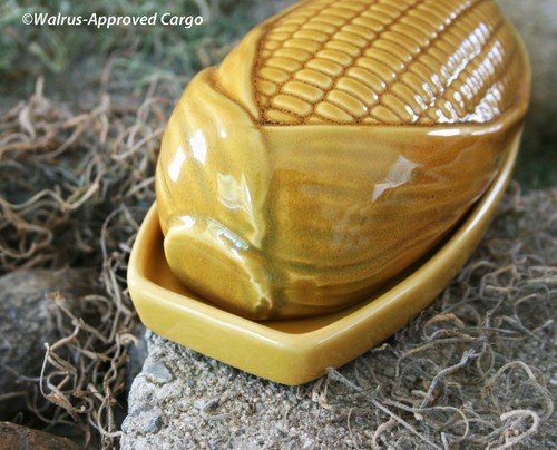 CRATE & BARREL CORN PLATTER AND TRIVET + POTTERY BARN LIDDED CORN BUTTER DISH - Picture 9 of 12