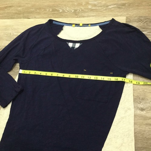 LITTLE YELLOW BUTTON Round Neck 3/4 Sleeves Blue Pullover Shirt Women's Size 6 - Picture 12 of 12