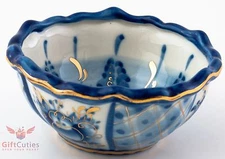 Gzhel Porcelain plate piala server bowl for salad or caviar tea cup Hand-painted