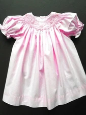 Girls Petit Ami Smocked Pink Pearls Bishop Dress 6 mos Party Portrait Church