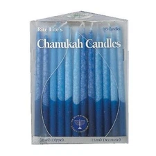 Rite-Lite Hand-Dipped Shades of Blue 5 3/4-Inch Chanukah Candles, Box of 45 