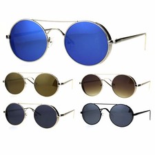 Hippie Round Circle Lens Flat Top Double Bridge Sunglasses