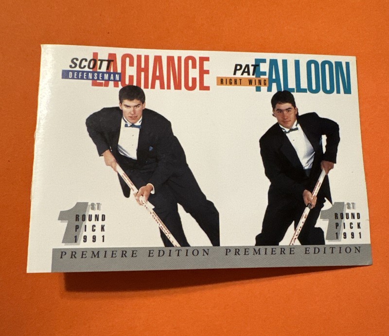 1991 Arena Tuxedo Promo Sample Uncut Hockey Card - LaChance/Falloon/Niedermayer